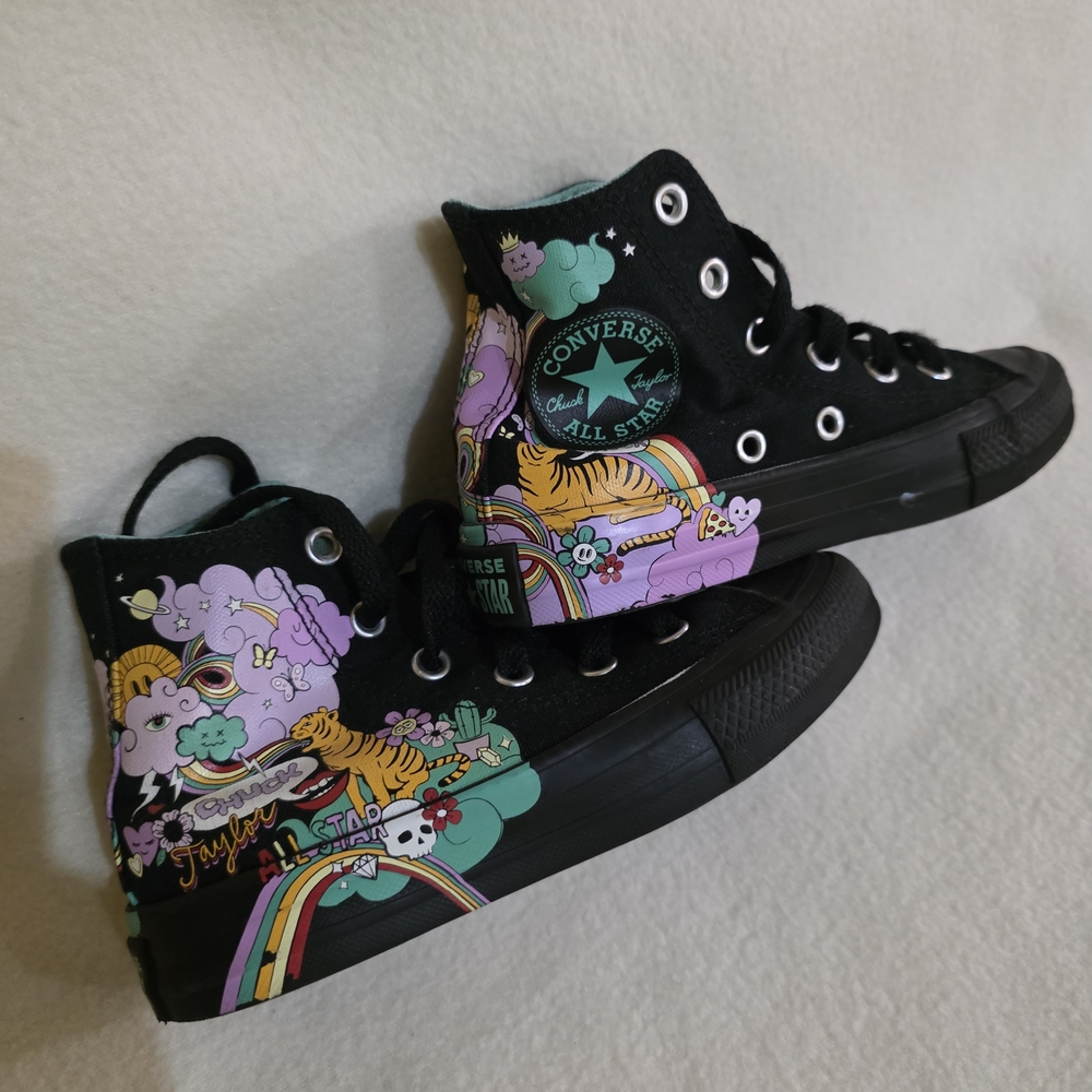 Converse Kids Boots - Black with Colorful Graphics